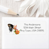 Étiquette Papillon sur Fleurs, adresse customisée (En situation)