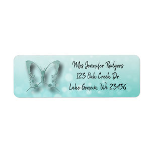 Étiquette Papillon turquoise