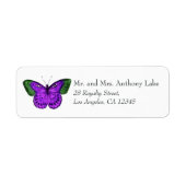 Étiquette Papillon violet et vert (Devant)