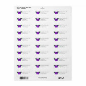 Étiquette Papillon violet et vert (Feuille entière)