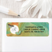 Étiquette Papillons aux couleurs sud-ouest avec Monogramme (En situation)