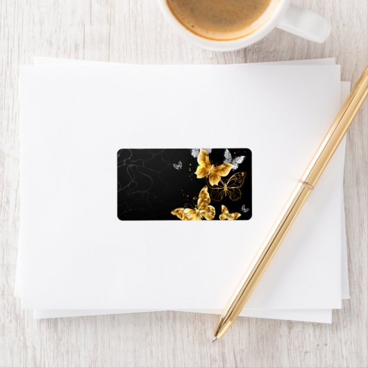 Étiquette Papillons blancs et dorés (En situation)