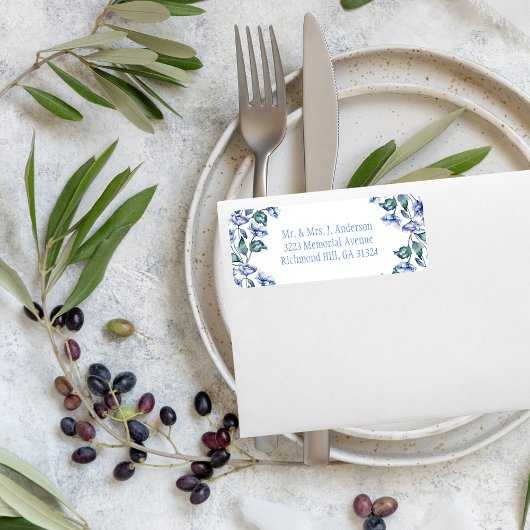 Étiquette Papillons bleu aquarelle