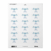 Étiquette Papillons bleus et fleurs (Feuille entière)