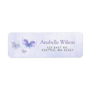 Étiquette Papillons de lilas violet rustique aquarelle