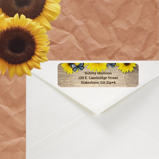 Étiquette Papillons de tournesol rustiques