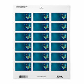 Étiquette Papillons d'or sur un Arrière - plan bleu (Feuille entière)