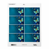 Étiquette Papillons d'or sur un Arrière - plan bleu (Feuille entière)