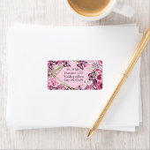 Étiquette Papillons et Fleurs dans des tons roses variés (En situation)