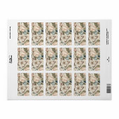 Étiquette Papillons et fleurs pastel (Feuille entière)