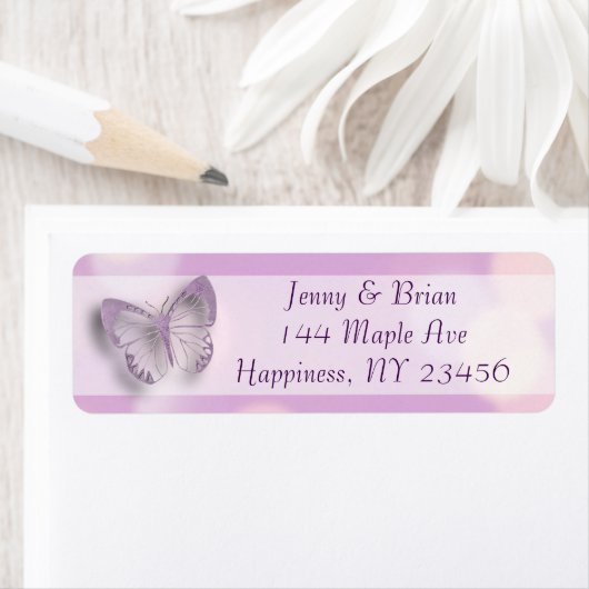 Étiquette Papillons Lavender Bokeh (En situation)