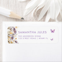 Papillons modernes Purple Floral Adresse de retour