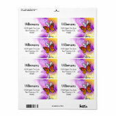 Étiquette Papillons Monarque sur Arrière - plan pourpre (Feuille entière)