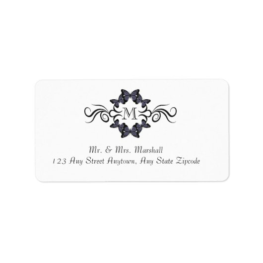 Étiquette Papillons Monogrammés (Devant)