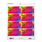 Étiquette Papillons psychédéliques colorés (Feuille entière)