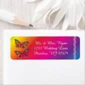 Étiquette Papillons psychédéliques colorés (En situation)