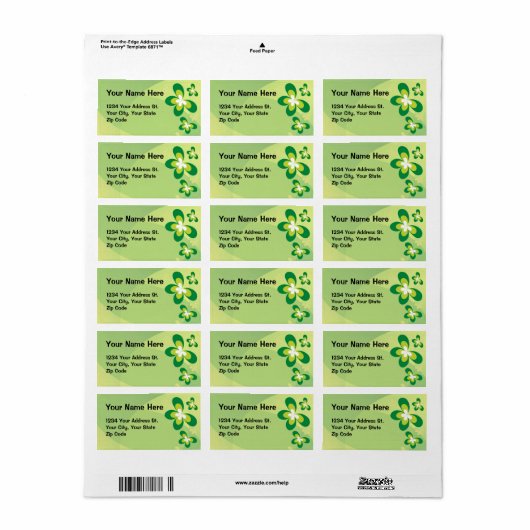 Étiquette Papillons verts (Feuille entière)