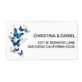 Étiquette Papillons volants bleus Morpho (Devant)