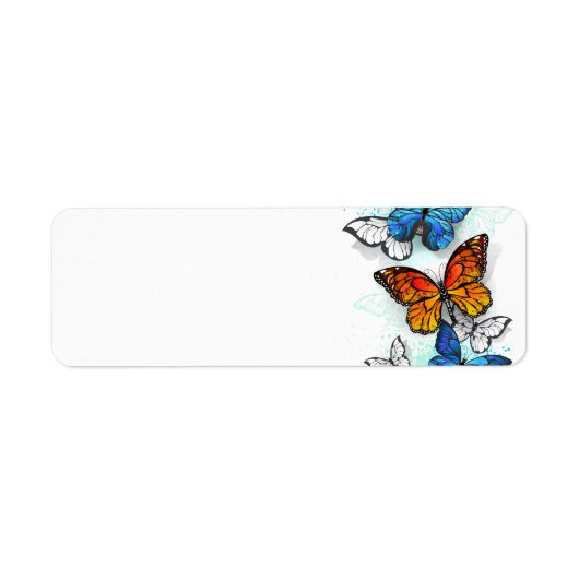 Étiquette Papillons volants Morpho et Monarch (Devant)