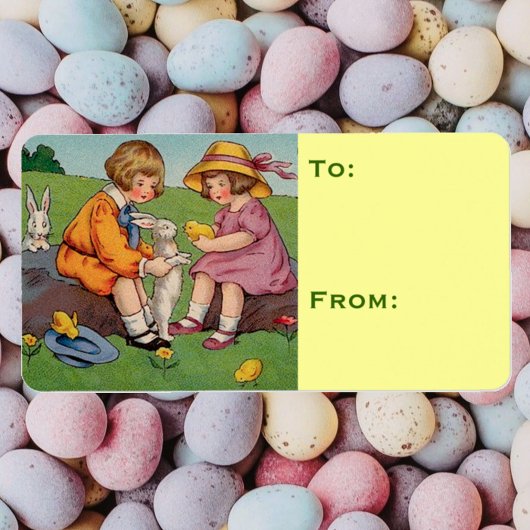Étiquette Pâques Animaux Mignons Vintage
