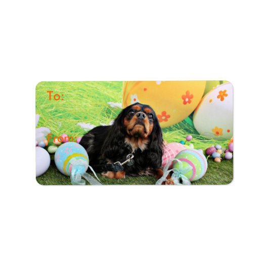 Étiquette Pâques - Cavalier Roi Charles Spaniel - Charlie (Devant)