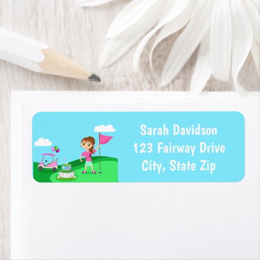 Étiquette Par-Tee Chibi Fille Anniversaire Golf Party (En situation)