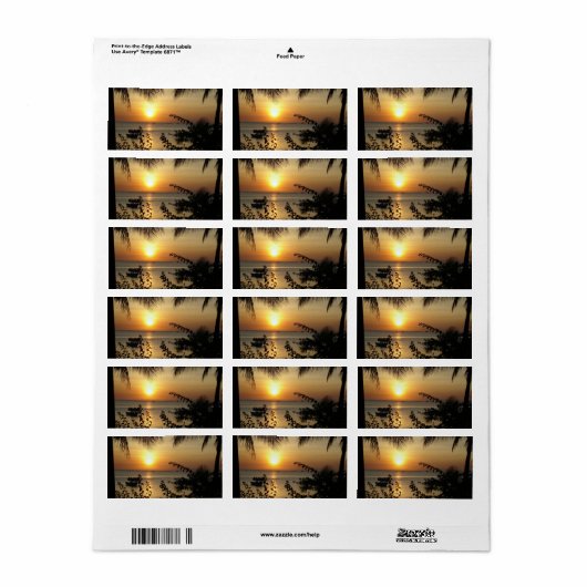 Étiquette Paradis tropical de la plage (Feuille entière)