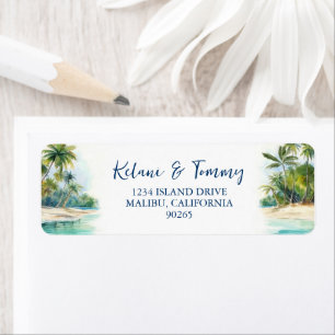 Étiquette Paradise Island Tropical Beach Adresse de mariage