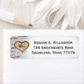 Étiquette Paraphes du coeur de bouleau adresse de retour du (En situation)