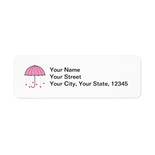 Étiquette Parapluie aux Coeurs (Rose) (Devant)