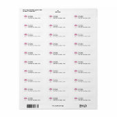 Étiquette Parapluie aux Coeurs (Rose) (Feuille entière)