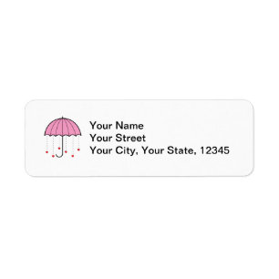 Étiquette Parapluie avec des coeurs (rose)