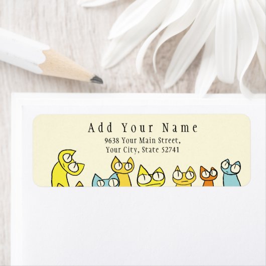 Étiquette Parcelle staring colorée Chats (En situation)