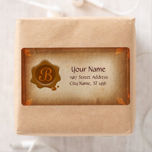 ÉTIQUETTE PARCHEMENT ANTICIPÉ ET MONOGRAMME DE SCEAU DE CIRE (En situation)