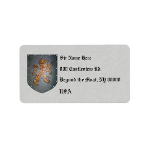 Étiquette Parchemin médiéval de gris de lion de bouclier e