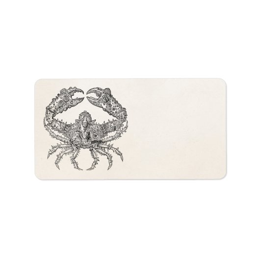 Étiquette Parchemin vintage de crabe marin Personnalisé (Devant)