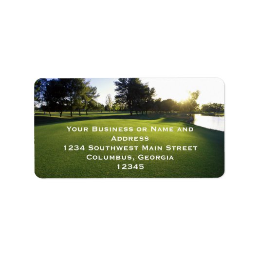 Étiquette Parcours de golf vert à Dawn (Devant)