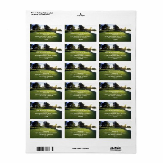 Étiquette Parcours de golf vert à Dawn (Feuille entière)