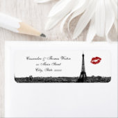 Étiquette Paris France Skyline Kiss #1 BW H Adresse de retou (En situation)