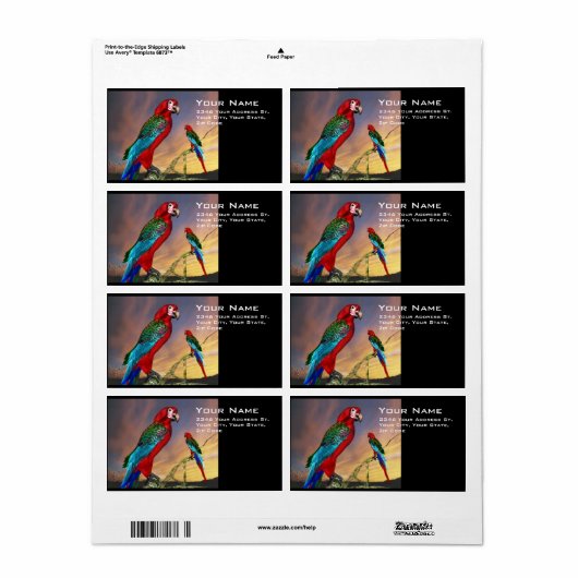 ÉTIQUETTE PARROS HYPER / BLEUE ARA (Feuille entière)