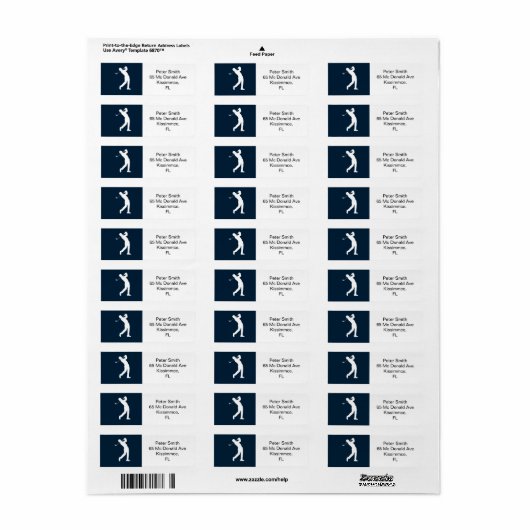 Étiquette Parti de la retraite à thème de golf (Feuille entière)