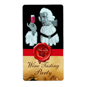 ÉTIQUETTE PARTI DÉGUSTATION DE VIN SOMMELIER, SCEAU DE CIRE 