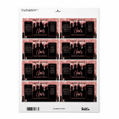 Étiquette Parties scintillant à goutte Rose or noir Serum ch (Feuille entière)