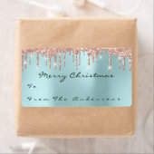 Étiquette Parties scintillant Aqua Rose Vacances d'or Noël (En situation)