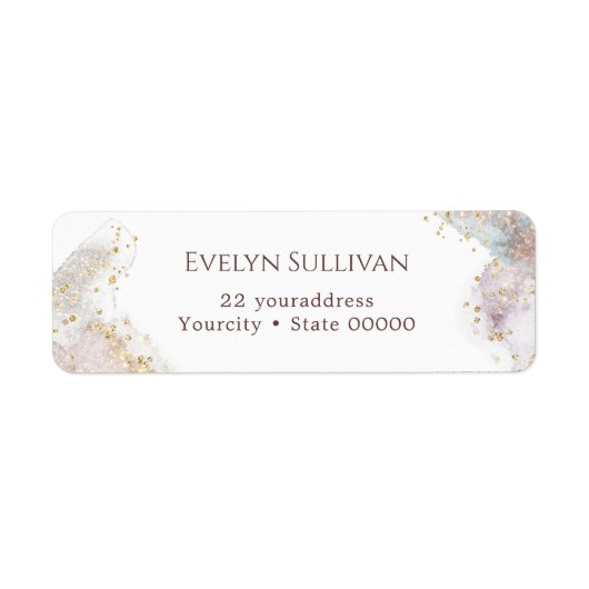 Étiquette Parties scintillant aquarelle formes renvoyer adre (Devant)