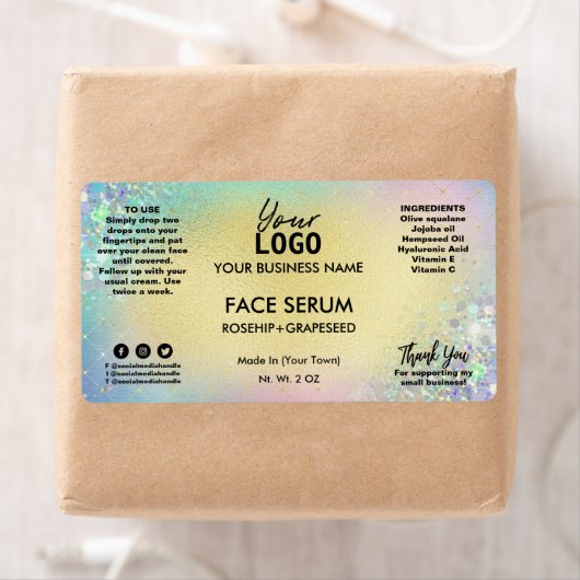 Étiquette Parties scintillant arc-en-ciel Pastel Face Serum (En situation)