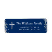 Étiquette Parties scintillant Argent Marine Bleu Religieux A (Devant)