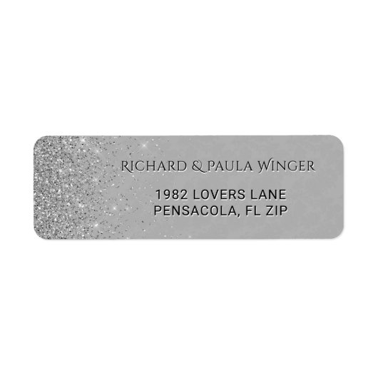 Étiquette Parties scintillant argenté chic brillant brillant (Devant)