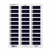 Étiquette Parties scintillant argentée bleu marine Velvet (Feuille entière)