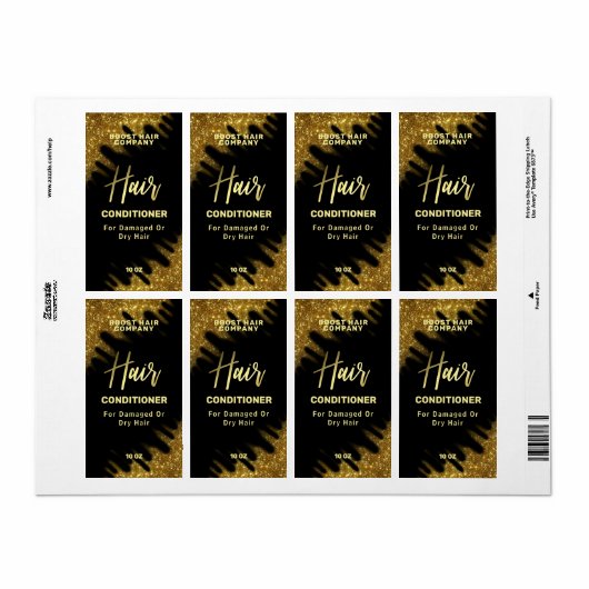 Étiquette Parties scintillant balayée par vent Gold Étiquett (Feuille entière)